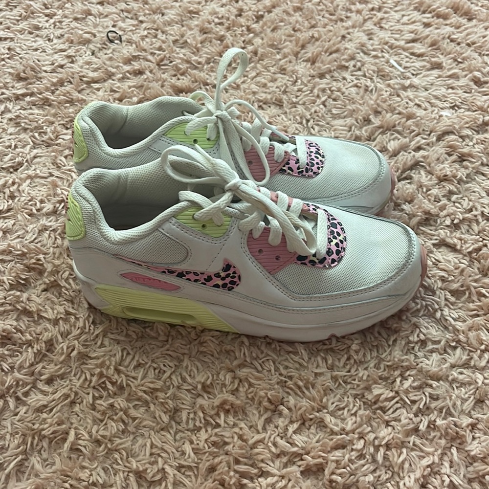 cheetah pink and green nike shoes